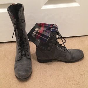 Grey combat boots